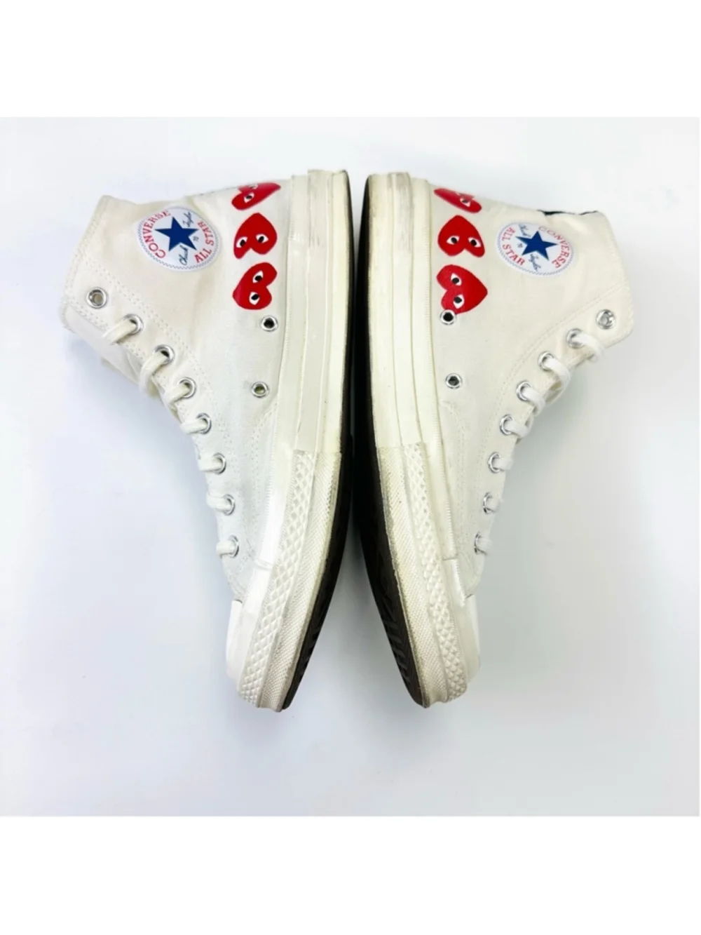 COMME DE garçon Converse Chuck Taylor hi-top Sneakers Mens Multi Hearts Size 10 - Picture 8 of 15